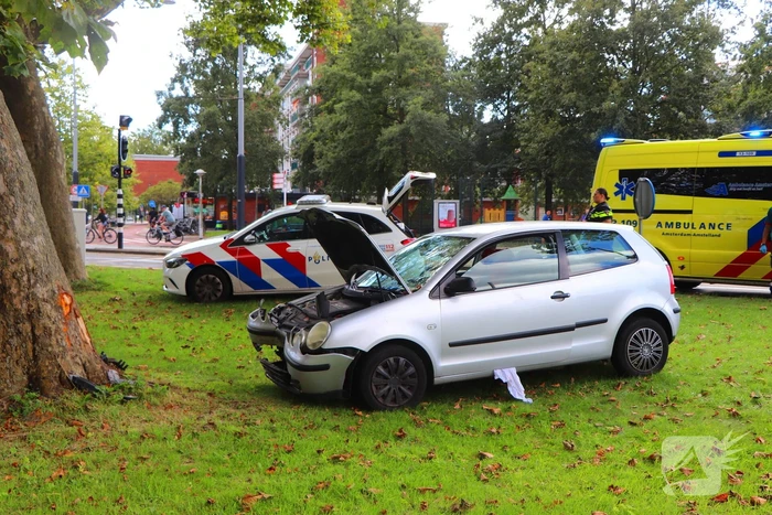 Bestuurder knalt met auto tegen boom