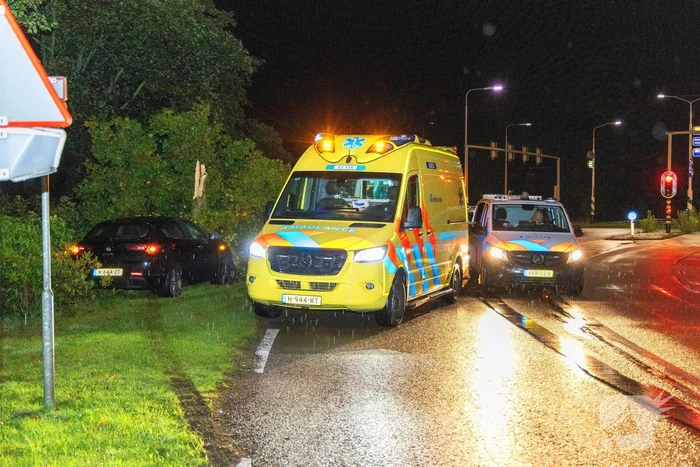 Boom doormidden nadat auto van weg raakt