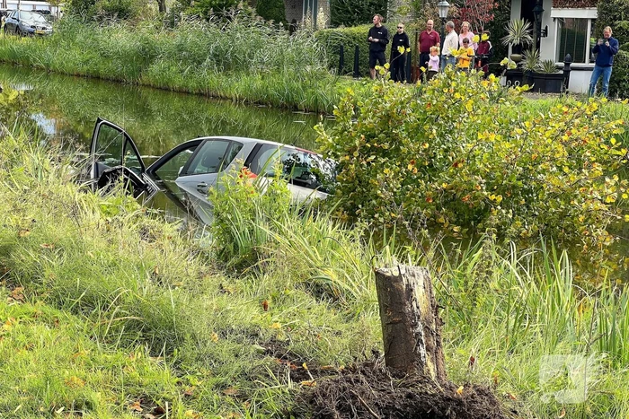 Bestuurster ramt boom en belandt in sloot