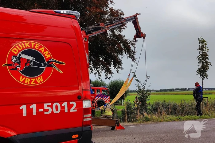 Brandweer haalt met man en macht koppig paard uit sloot