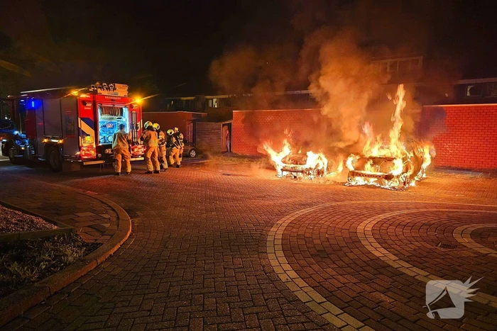 Twee auto's volledig uitgebrand