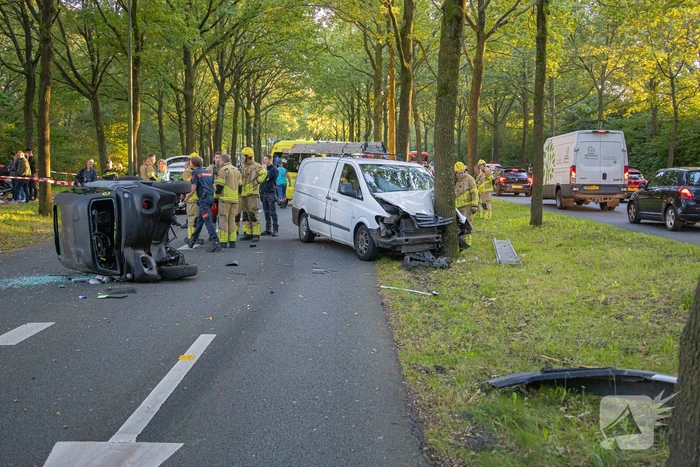 Enorme ravage nadat bus tegen boom rijd, één persoon aangehouden