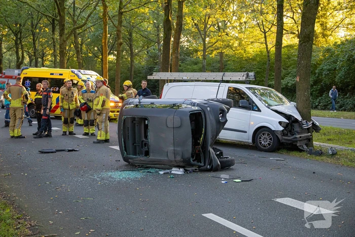 Enorme ravage nadat bus tegen boom rijd, één persoon aangehouden