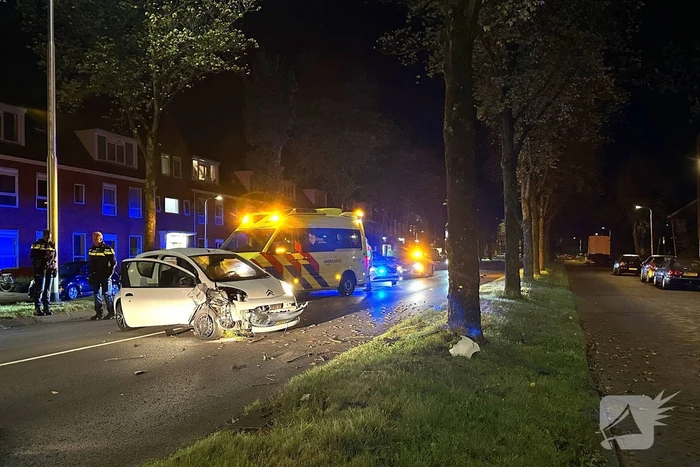 Automobilist botst frontaal op boom