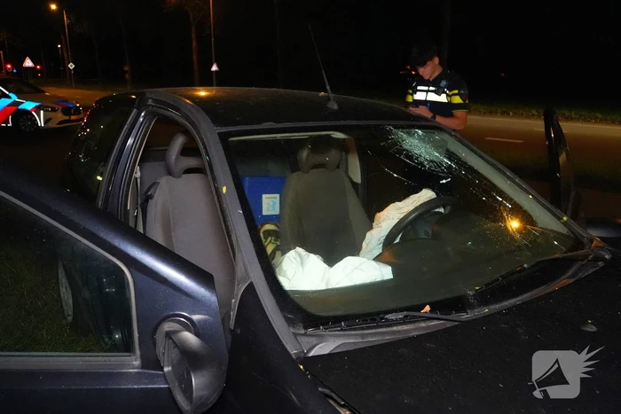 Automobilist klapt op lantaarnpaal