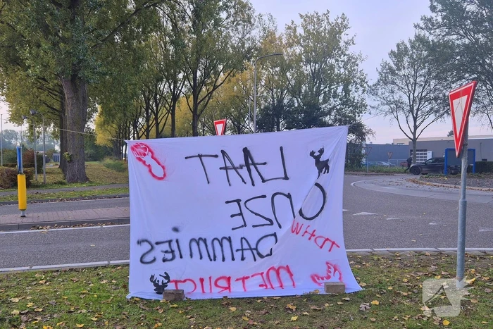 Protest bij gemeentehuis tegen afschieten damherten