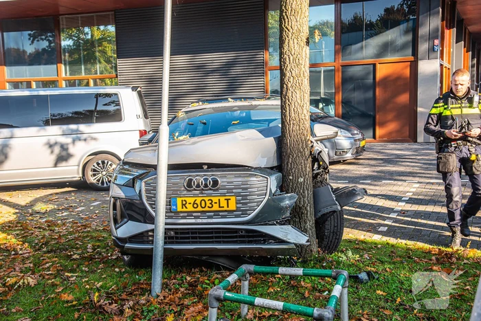 Auto botst tijdens keren op boom