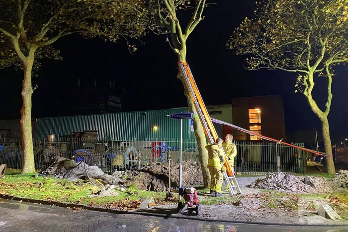 Boom dreigt om te vallen na wateroverlast en zorgt voor gevaar wegens gasleiding