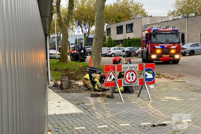 Gasleiding geraakt tijdens werkzaamheden