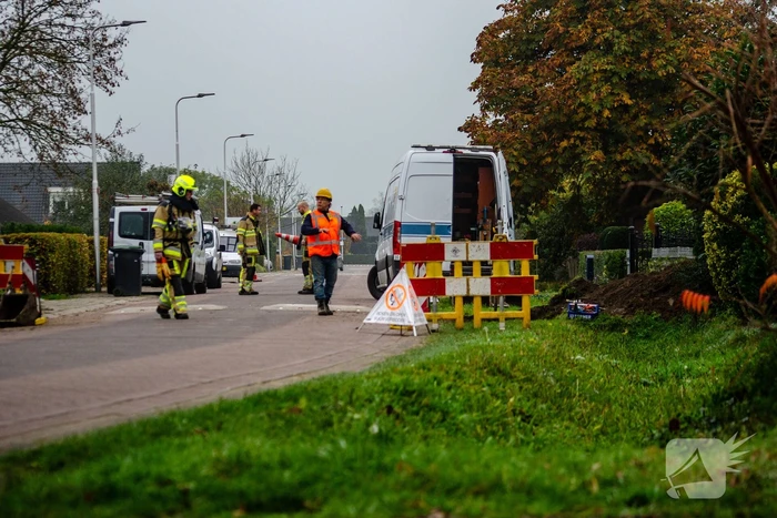 Gasleiding geraakt bij graafwerkzaamheden