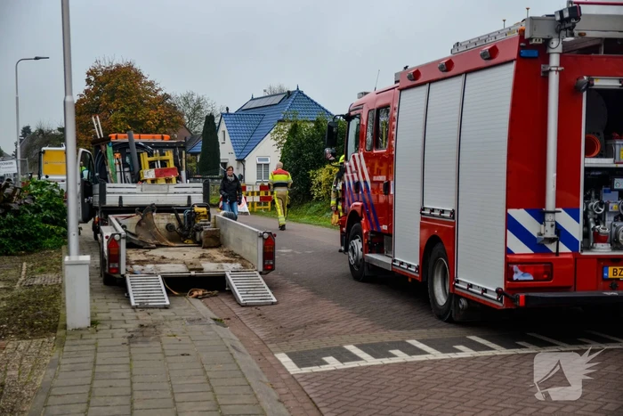 Gasleiding geraakt bij graafwerkzaamheden