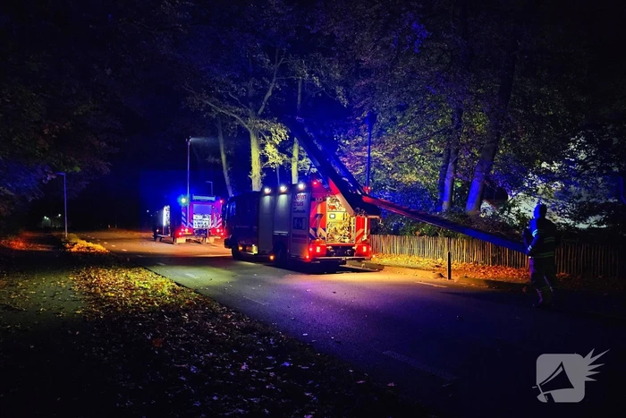 Brandweer blust brand in rietenkap