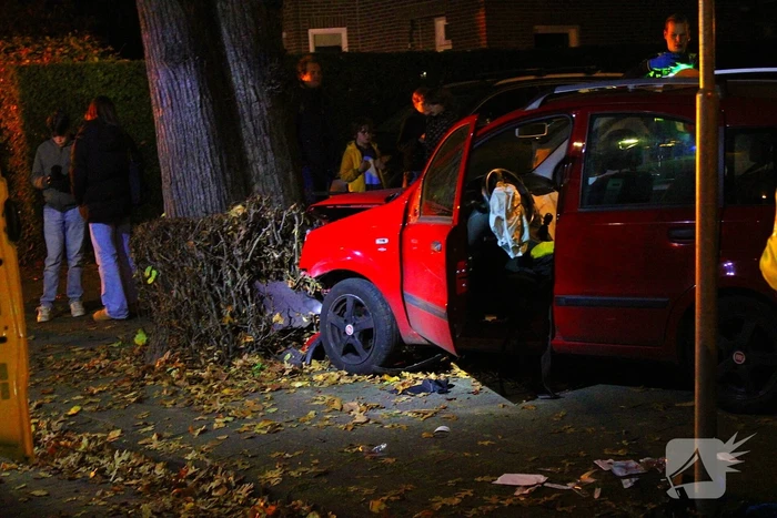 Automobiliste raakt van weg, knalt tegen boom en raakt gewond