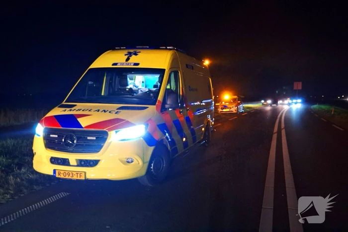 Auto belandt op zijn kant na aanrijding met dier