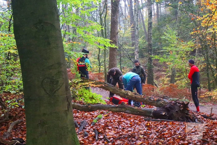 Mountainbiker gaat onderuit, boswachter brengt ambulancepersoneel naar slachtoffer
