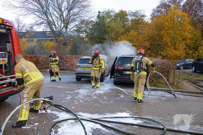 Geparkeerde auto vat vlam