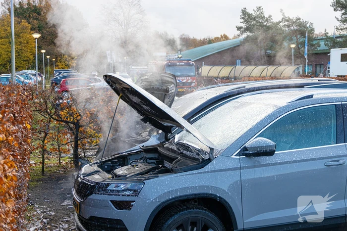 Geparkeerde auto vat vlam