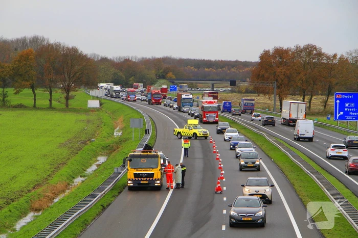 Rijstrook afgesloten door ongeval