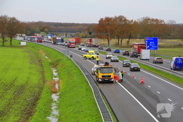 Rijstrook afgesloten door ongeval