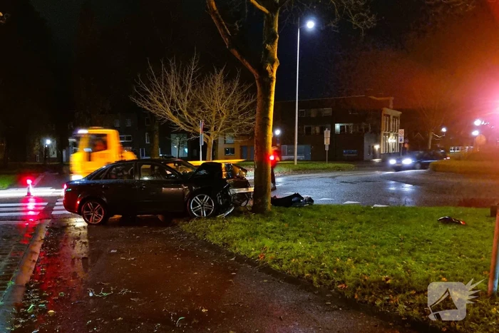 Automobilist eindigt tegen boom