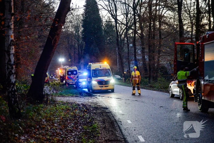 Auto slaat over de kop na botsing met boom