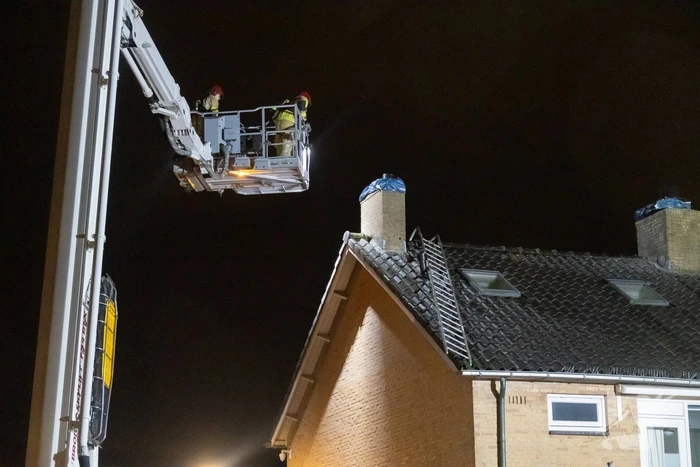 Ladder vormt gevaar tijdens storm Conall