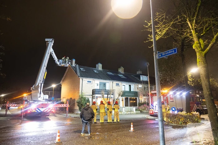 Ladder vormt gevaar tijdens storm Conall