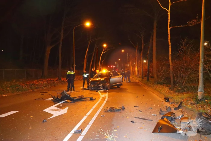Auto total-loss na botsing met boom