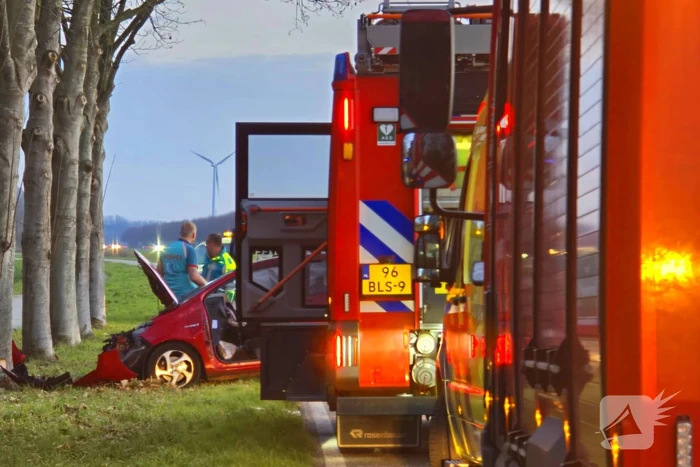 Automobilist zwaargewond bij aanrijding met boom