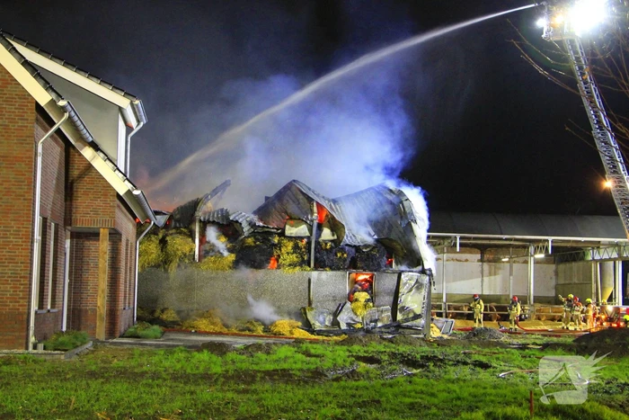 Stal vol hooi verwoest door brand