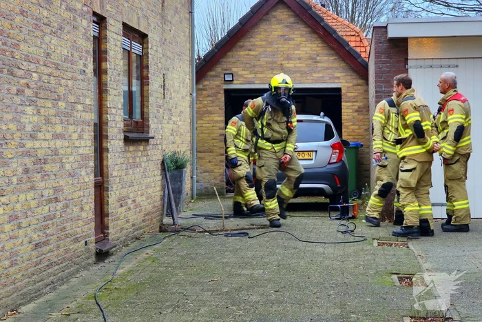 Sauna in kelder van woning vat vlam