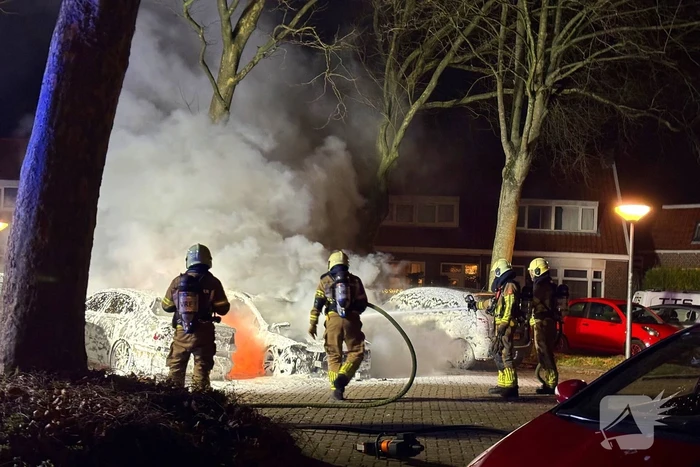 Geparkeerde auto's verwoest door brand