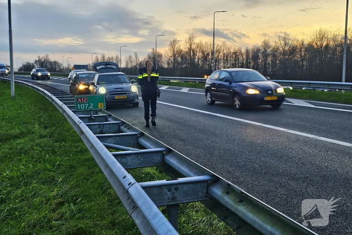 Automobilist rijdt van talud snelweg af