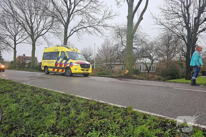 Sportwagen botst tegen boom en belandt in sloot