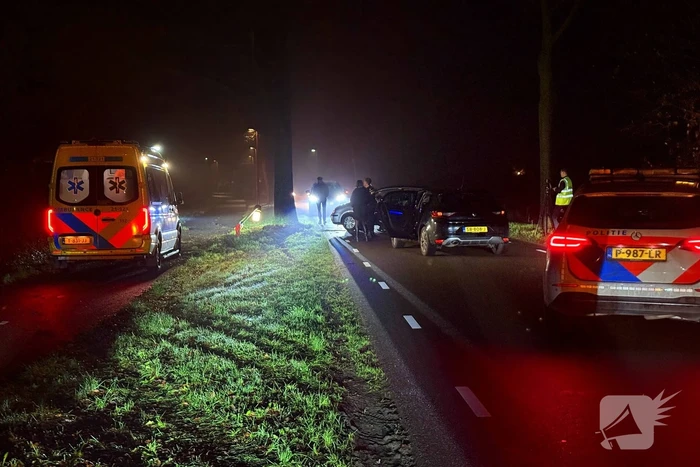 Auto botst tegen lantaarnpaal en belandt tegen boom