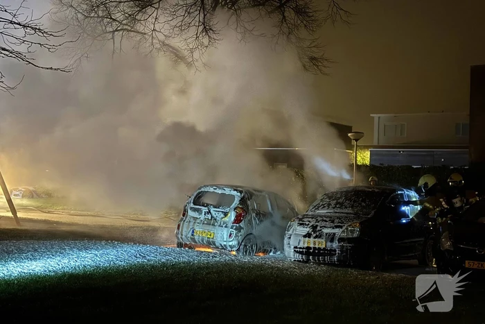 Geparkeerde personenauto vliegt in brand