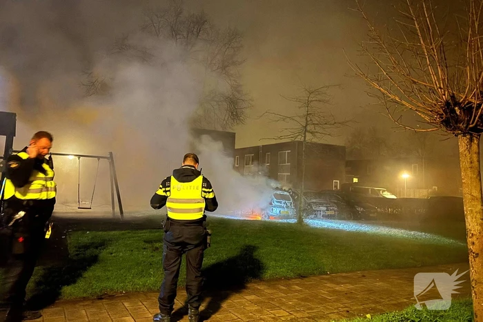 Geparkeerde personenauto vliegt in brand