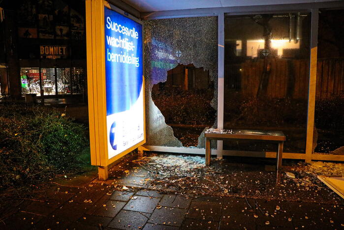 Bushokjes vernield door vuurwerk