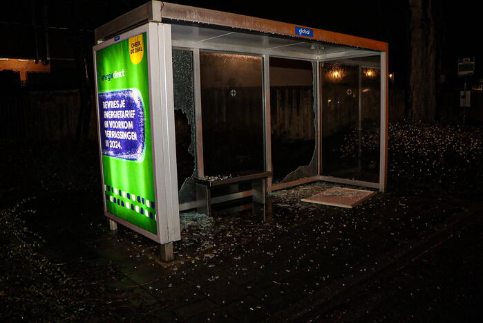 Bushokjes vernield door vuurwerk