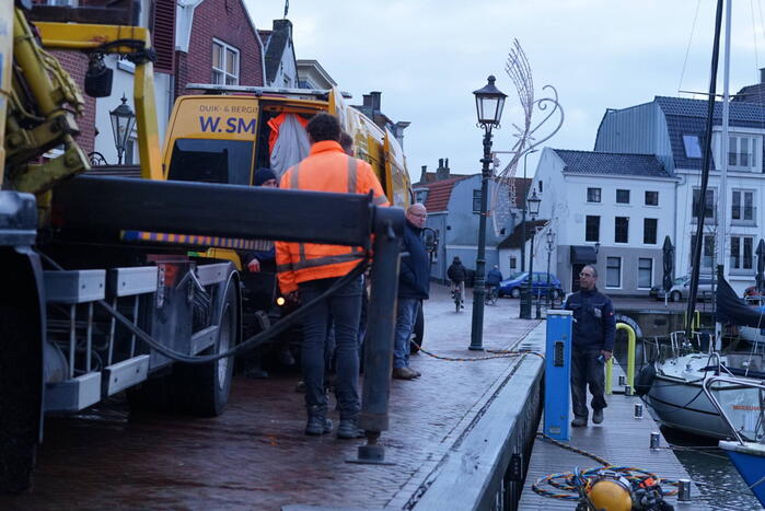 Auto door vergeten handrem te water geraakt