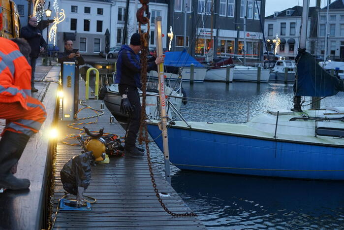 Auto door vergeten handrem te water geraakt