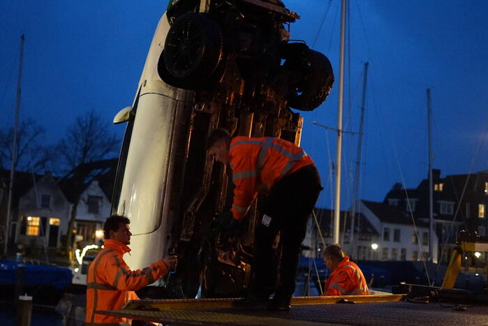Auto door vergeten handrem te water geraakt