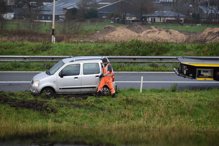 Weer vliegt een auto uit de bocht op afrit