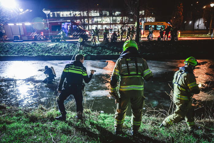 Duikers zoeken naar mogelijk persoon onder ijs