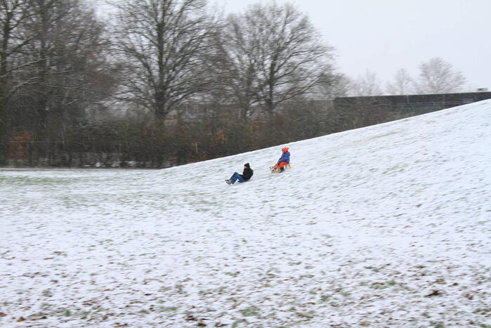 Kinderen hebben lol in de sneeuw