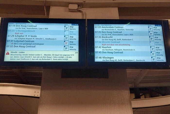 Geen treinverkeer door wisselstoring