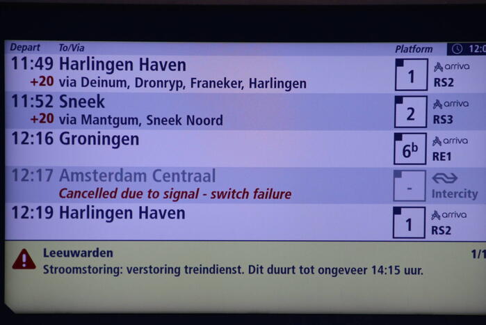 Geen treinverkeer en spoorweg geblokkeerd door stroomstoring