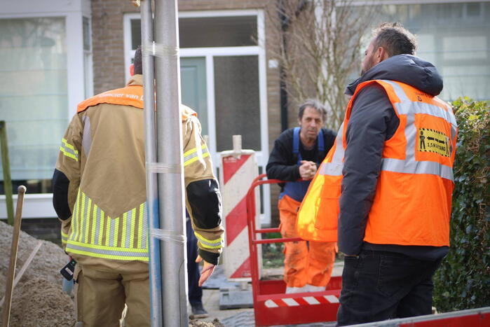 Gasleiding geraakt tijdens werkzaamheden