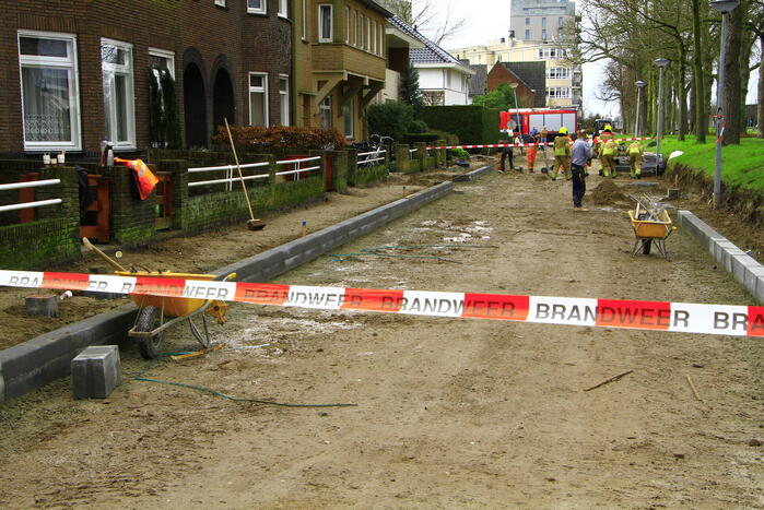 Gasleiding geraakt bij aanleg stoeprand