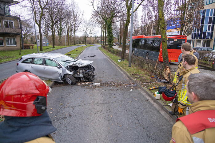 Dronken bestuurder botst frontaal op boom